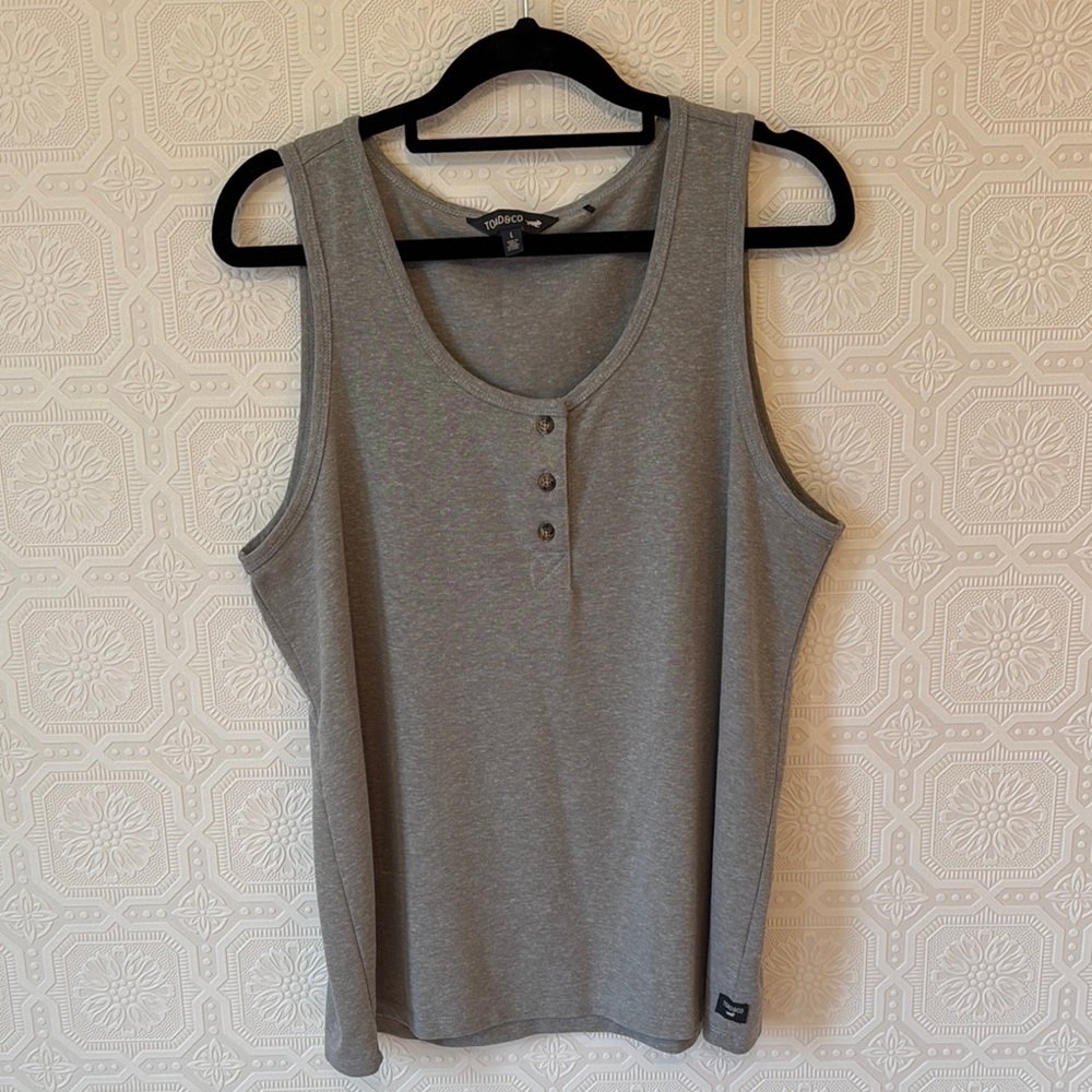 Toad&Co Gray Henley Tank Top